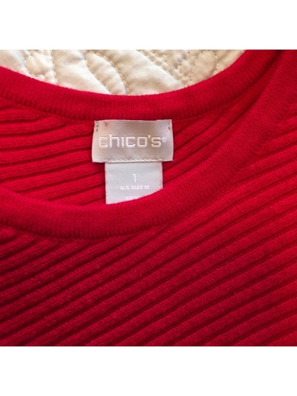 Chico's Vibrant Red Long Sleeve Tunic Sweater - Picture 2 of 5